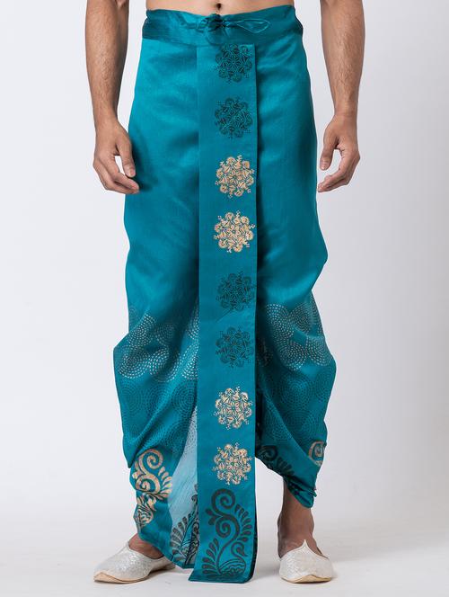 men printed mid rise draped dhoti - 22016491 - Very Small Image - 1