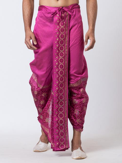 men printed mid rise draped dhoti - 22016493 - Very Small Image - 1
