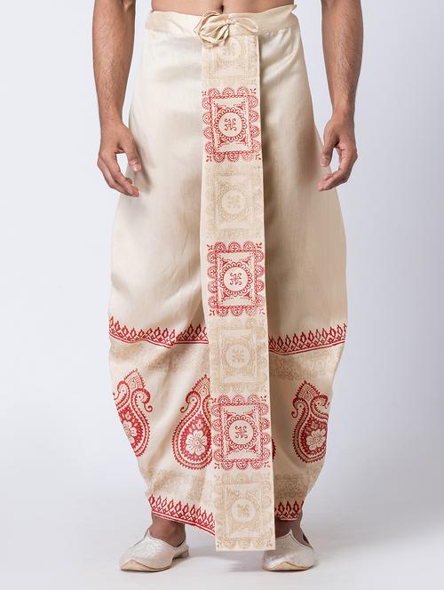 men printed mid rise draped dhoti - 22016502 - Very Small Image - 1
