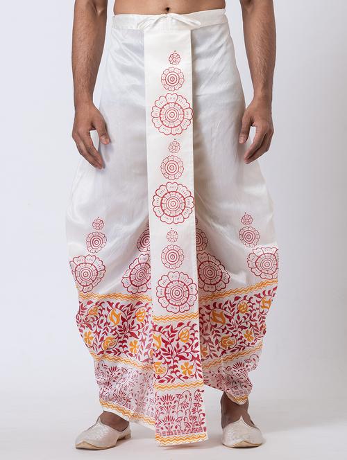 men printed mid rise draped dhoti - 22016512 - Very Small Image - 1