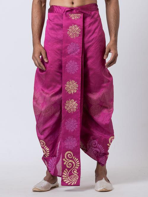 men printed mid rise draped dhoti - 22016527 - Very Small Image - 1