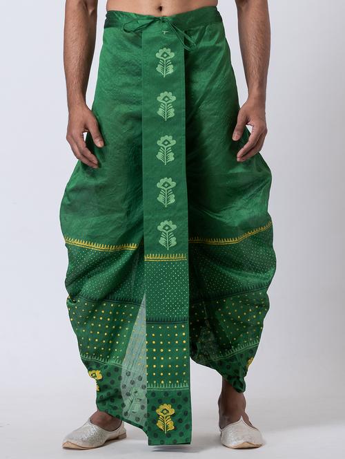 men printed mid rise draped dhoti - 22016532 - Very Small Image - 1