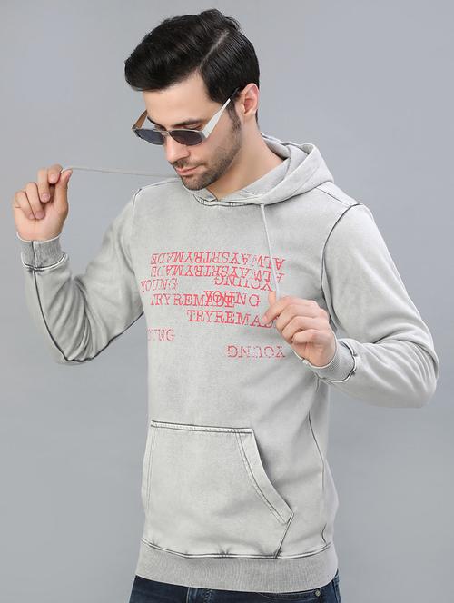 men printed long sleeve hooded sweatshirt - 22018064 - Very Small Image - 1