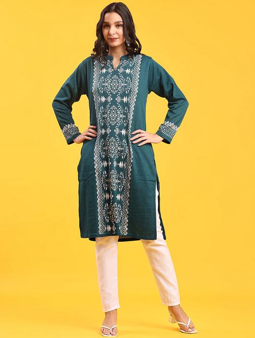women long sleeve straight woolen kurta - 22018081 - Very Small Image - 1