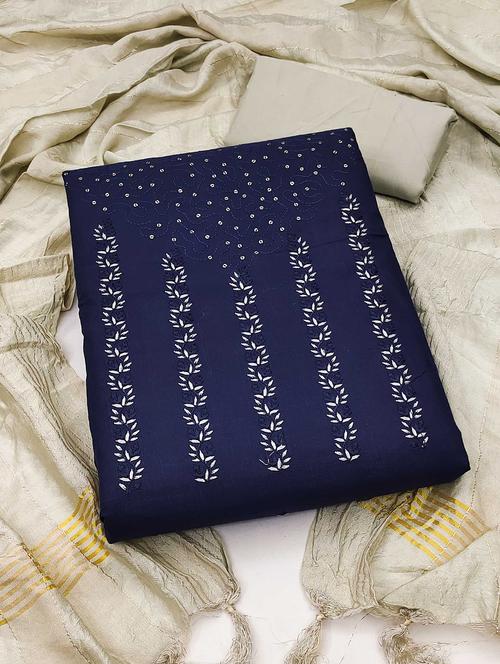 women solid with work embroidered unstitched suit set - 22018276 - Very Small Image - 1