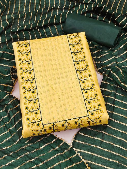 women solid with work embroidered unstitched suit set - 22018317 - Very Small Image - 1