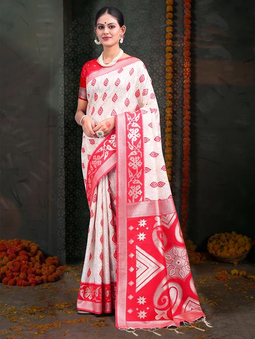 women self design bordered saree with blouse - 22018349 - Very Small Image - 1