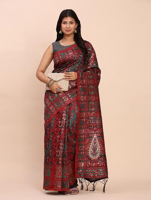 women self design bordered saree with blouse - 22018511 - Very Small Image - 1