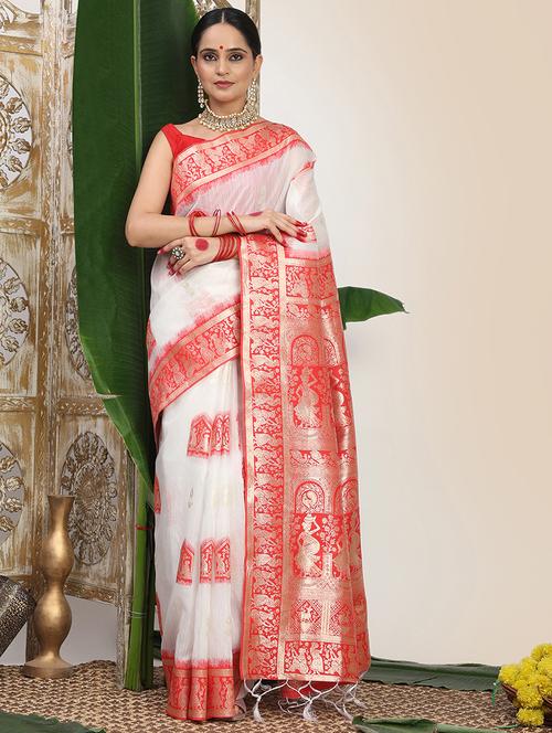 women self design bordered saree with blouse - 22018520 - Very Small Image - 1