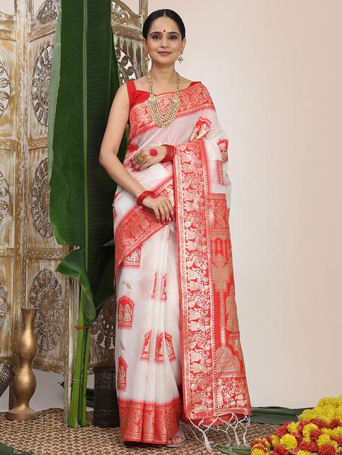 women self design bordered saree with blouse - 22018522 - Very Small Image - 1