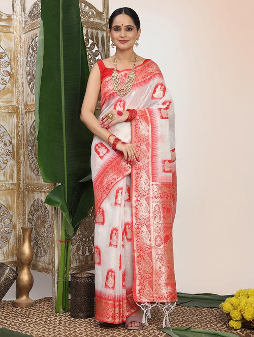 women self design bordered saree with blouse - 22018523 - Very Small Image - 1