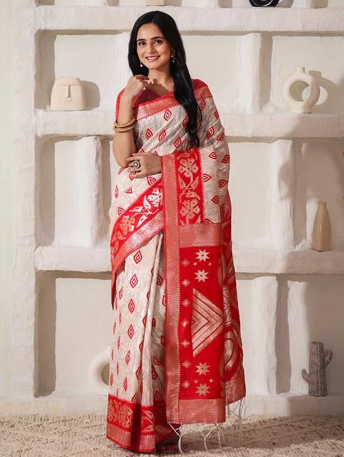 women self design bordered saree with blouse - 22018528 - Very Small Image - 1