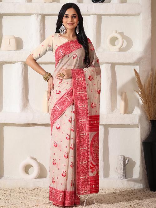 women self design bordered saree with blouse - 22018531 - Very Small Image - 1