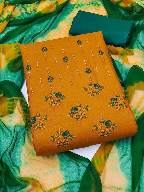 women solid with work embroidered unstitched suit set - 22018606 - Very Small Image - 1