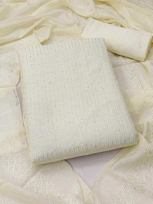 women solid with work embroidered unstitched suit set - 22018610 - Very Small Image - 1