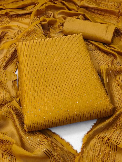 women solid with work embroidered unstitched suit set - 22018614 - Very Small Image - 1