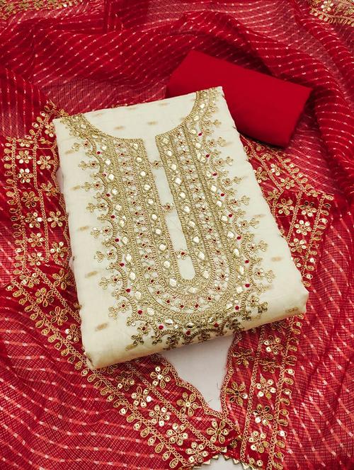 women self design embroidered unstitched suit set - 22018714 - Very Small Image - 1