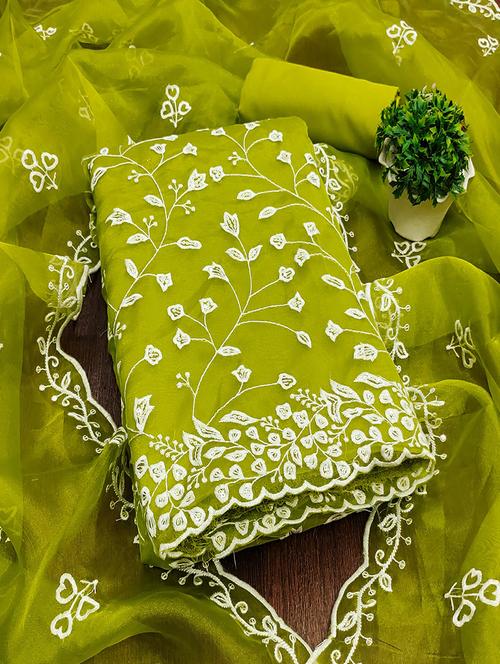 women solid with work embroidered unstitched suit set - 22018727 - Very Small Image - 1