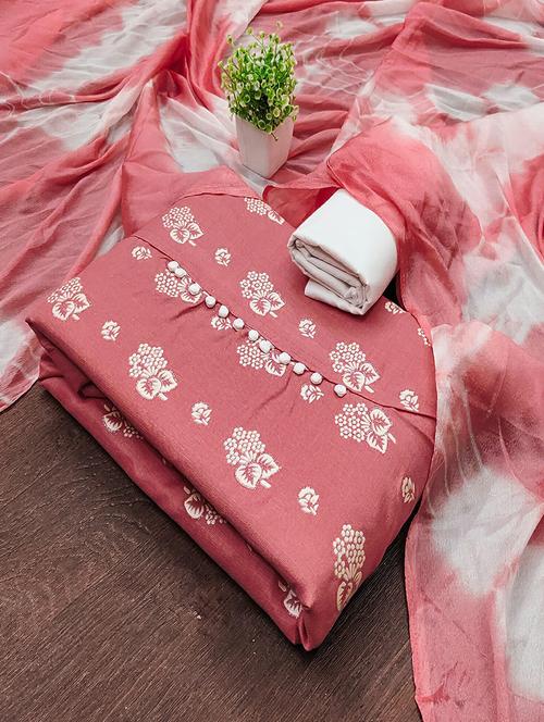 women solid with work embroidered unstitched suit set - 22018779 - Very Small Image - 1