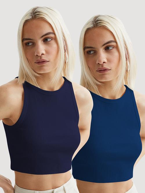 women pack of 2 solid sleveeless crop top - 22018857 - Very Small Image - 1