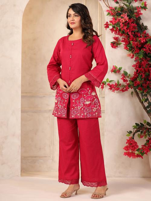 women embroidered long sleeve co-ord set - 22018886 - Very Small Image - 1
