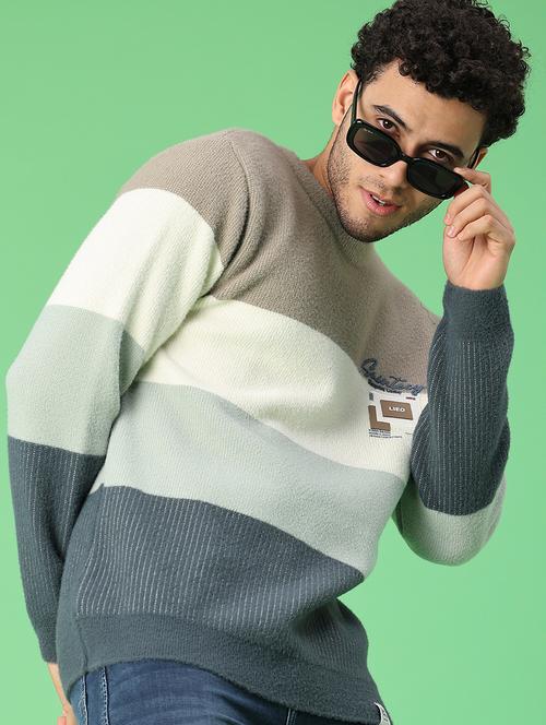 men color blocked long sleeve pullover - 22019580 - Very Small Image - 1