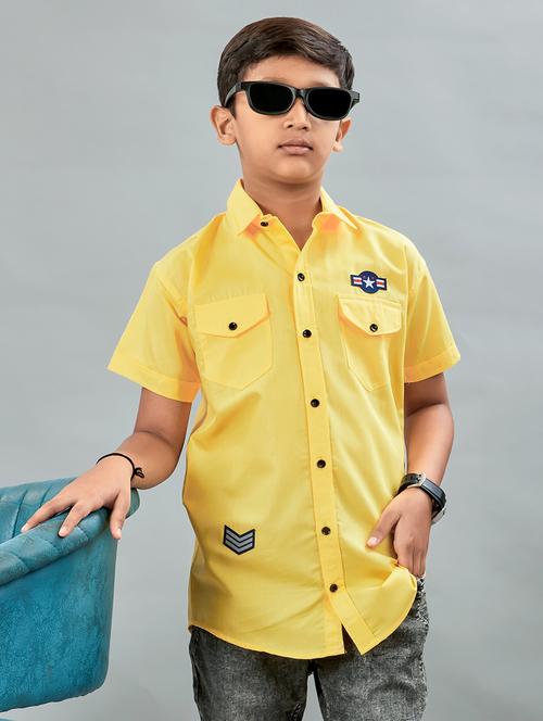 boys solid collared short sleeve shirt - 22019952 - Very Small Image - 1