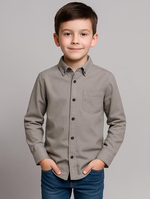boys solid collared long sleeve shirt - 22019954 - Very Small Image - 1