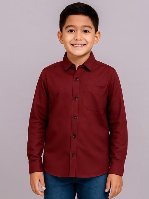 boys solid collared long sleeve shirt - 22019955 - Very Small Image - 1