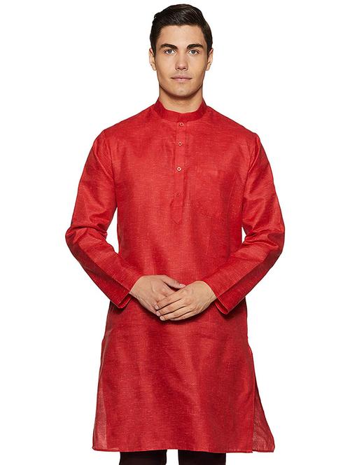 men solid mandarin neck long sleeve kurta - 22020035 - Very Small Image - 1