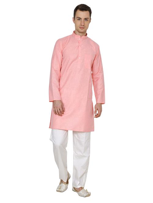men solid mandarin neck long sleeve kurta - 22020036 - Very Small Image - 1