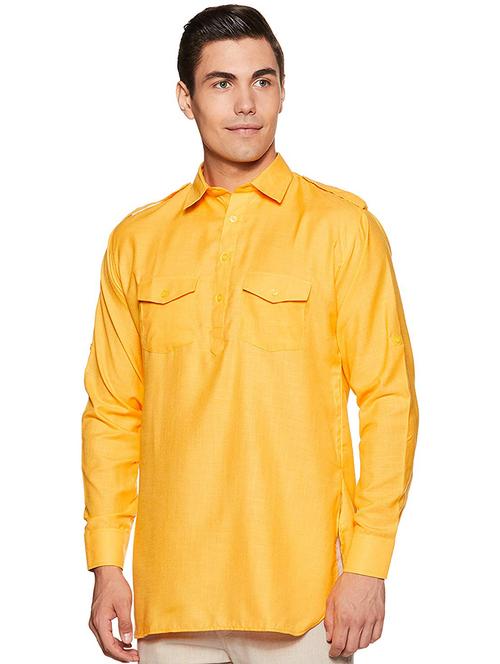 men solid collared long sleeve short kurta - 22020042 - Very Small Image - 1