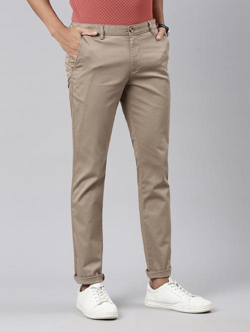 men solid mid rise flat front casual chinos  - 22020167 - Very Small Image - 1