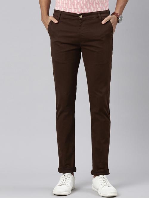 men solid mid rise flat front casual chinos  - 22020173 - Very Small Image - 1