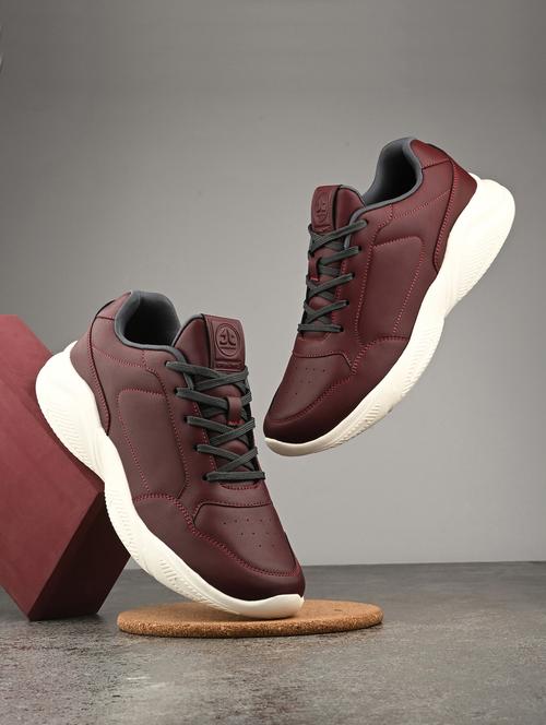 men solid maroon lace up shoe - 22020574 - Very Small Image - 1