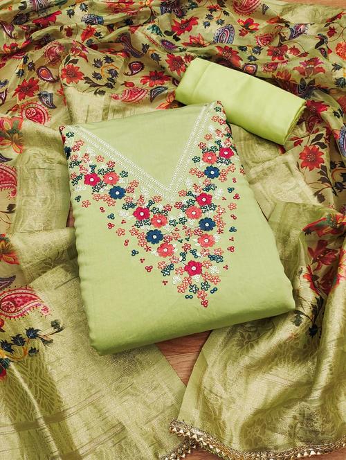 women solid with work embroidered unstitched suit set - 22020754 - Very Small Image - 1