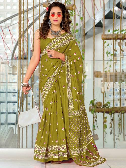 women printed casual wear saree with blouse - 22021363 - Very Small Image - 1