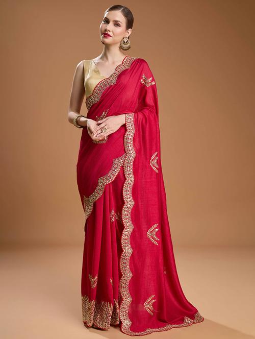 women solid with work embroidered saree with blouse - 22021389 - Very Small Image - 1