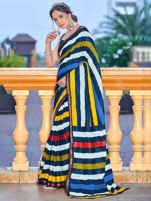 women printed casual wear saree with blouse - 22021417 - Very Small Image - 1