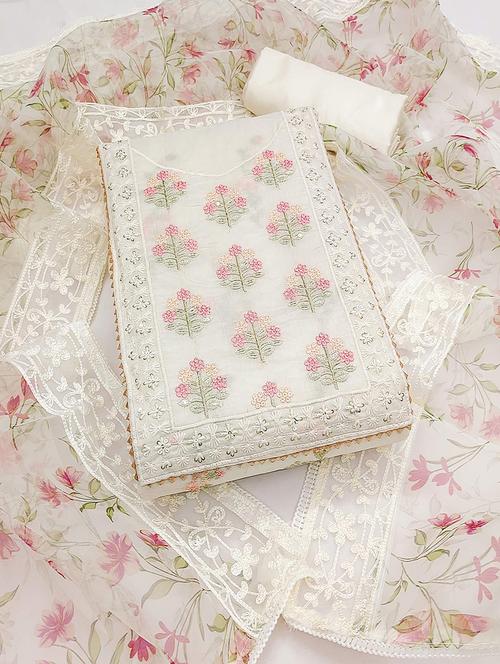 women floral embroidered unstitched suit set - 22021636 - Very Small Image - 1