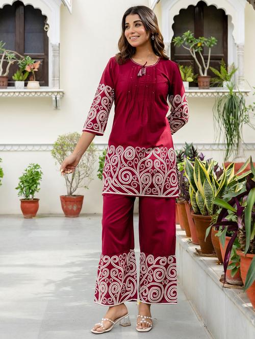 women printed three quarter sleeve kurta pant set - 22021655 - Very Small Image - 1