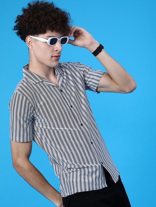men striped short sleeve regular fit casual shirt - 22022220 - Very Small Image - 1