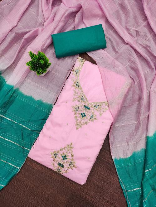 women solid with work embroidered unstitched suit set - 22022489 - Very Small Image - 1