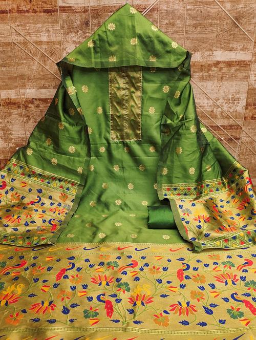 women self design zari work unstitched suit set - 22022498 - Very Small Image - 1