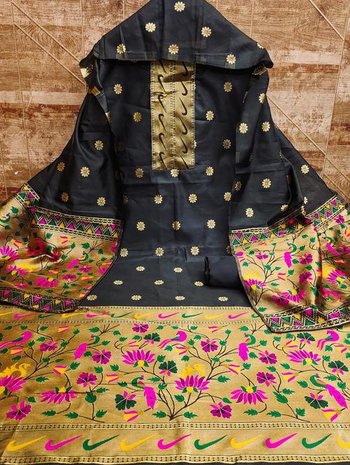 women self design zari work unstitched suit set - 22022504 - Very Small Image - 1