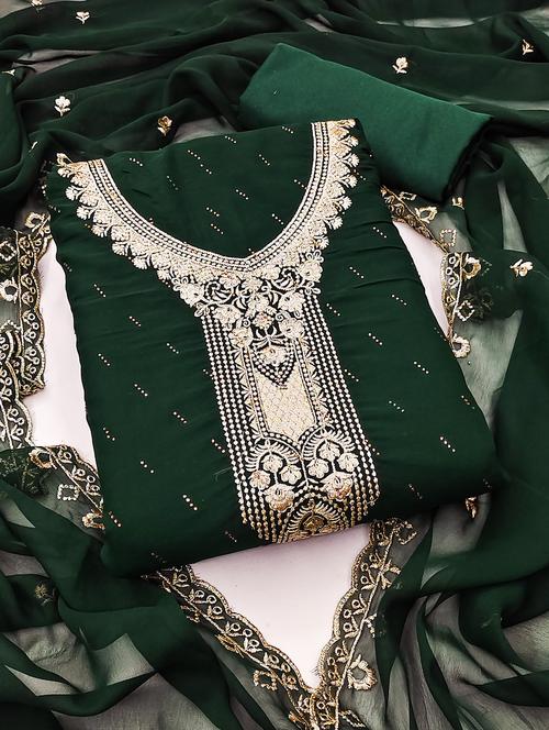 women solid with work embroidered unstitched suit set - 22022532 - Very Small Image - 1