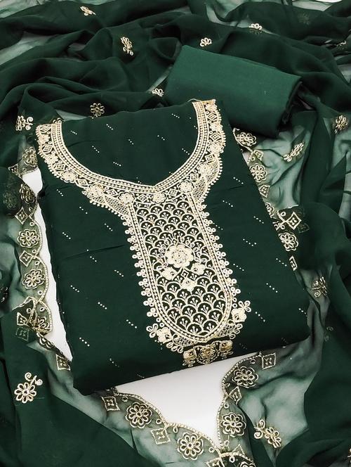 women solid with work embroidered unstitched suit set - 22022536 - Very Small Image - 1