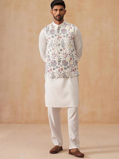 men embroidered mandarin collar nehru jacket - 22022544 - Very Small Image - 1