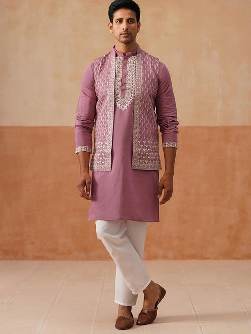 men embroidered mandarin collar nehru jacket - 22022551 - Very Small Image - 1