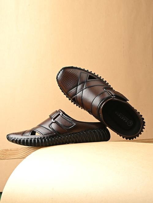 men solid brown slip on mule - 22024659 - Very Small Image - 1